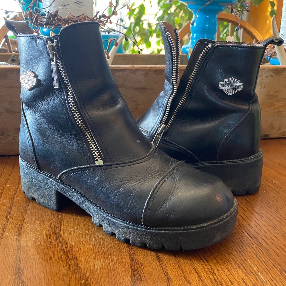 Harley-Davidson women double zipper leather boot